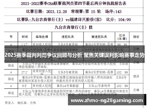 2025赛季裁判判罚争议回顾与分析 聚焦关键误判影响赛事走势