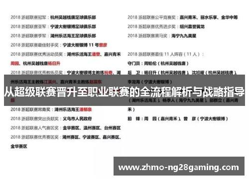 从超级联赛晋升至职业联赛的全流程解析与战略指导